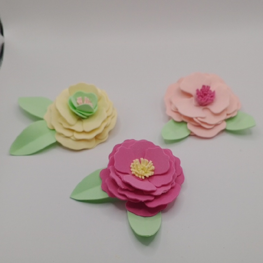 Colorful Handmade  Flowers Trio